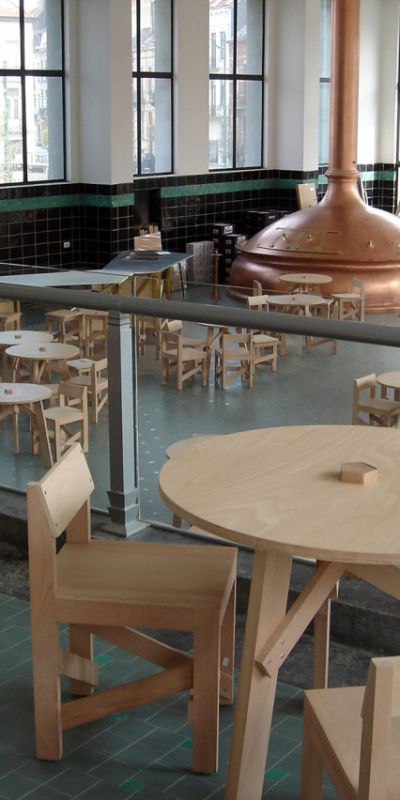 lhoas architectes architects design bambi collection wiels art center table chair 1x852