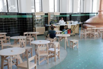 lhoas architectes architects design bambi collection wiels art center table chair 3x367