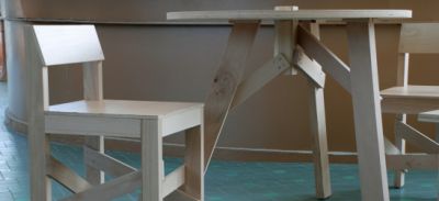 lhoas architectes architects design bambi collection wiels art center table chair 5x251