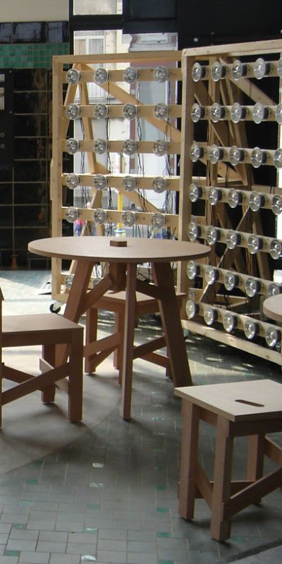 lhoas architectes architects design bambi collection wiels art center table chair 9x816